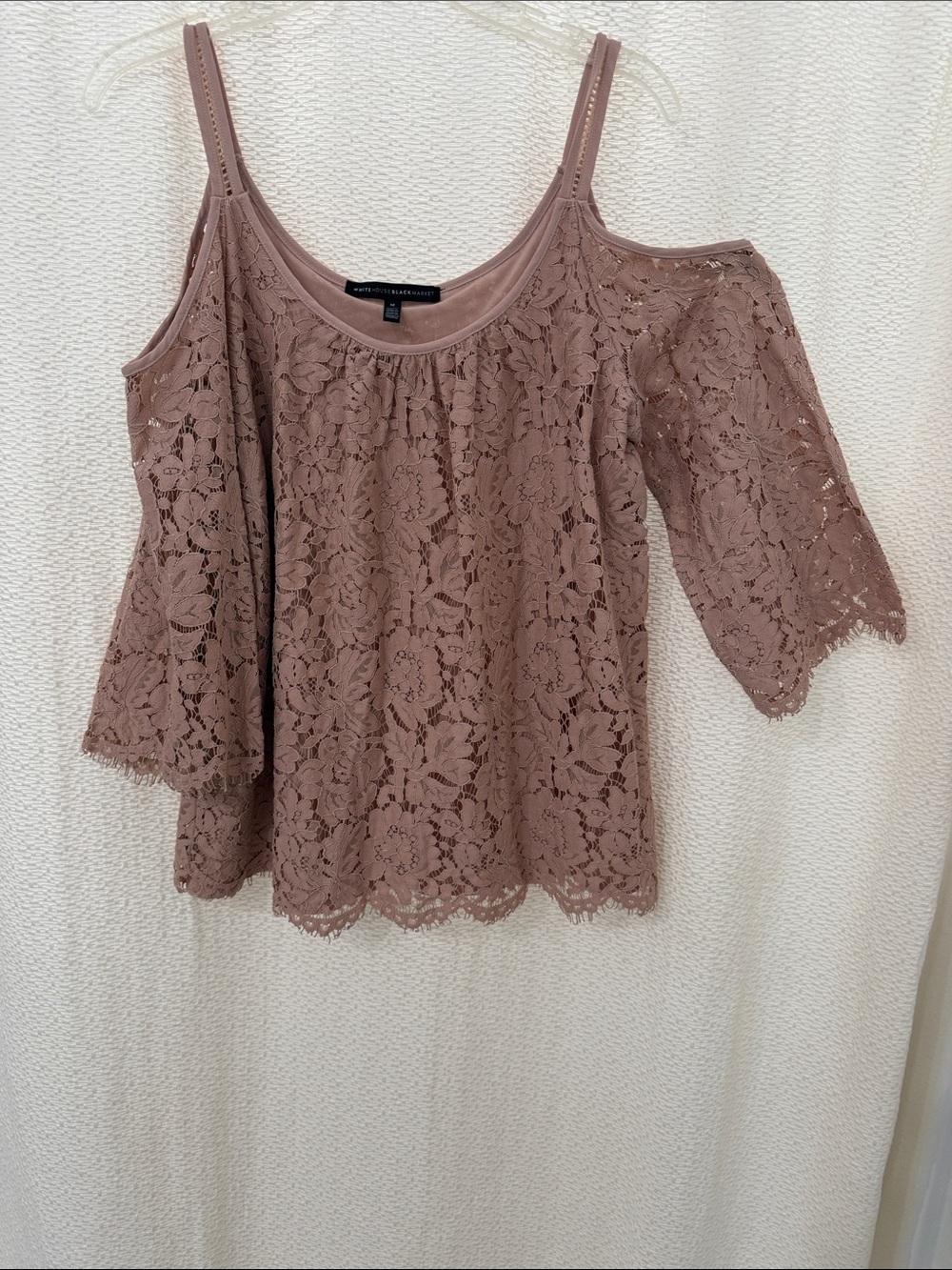 Worthington Mauve Lace Cold-Shoulder Blouse